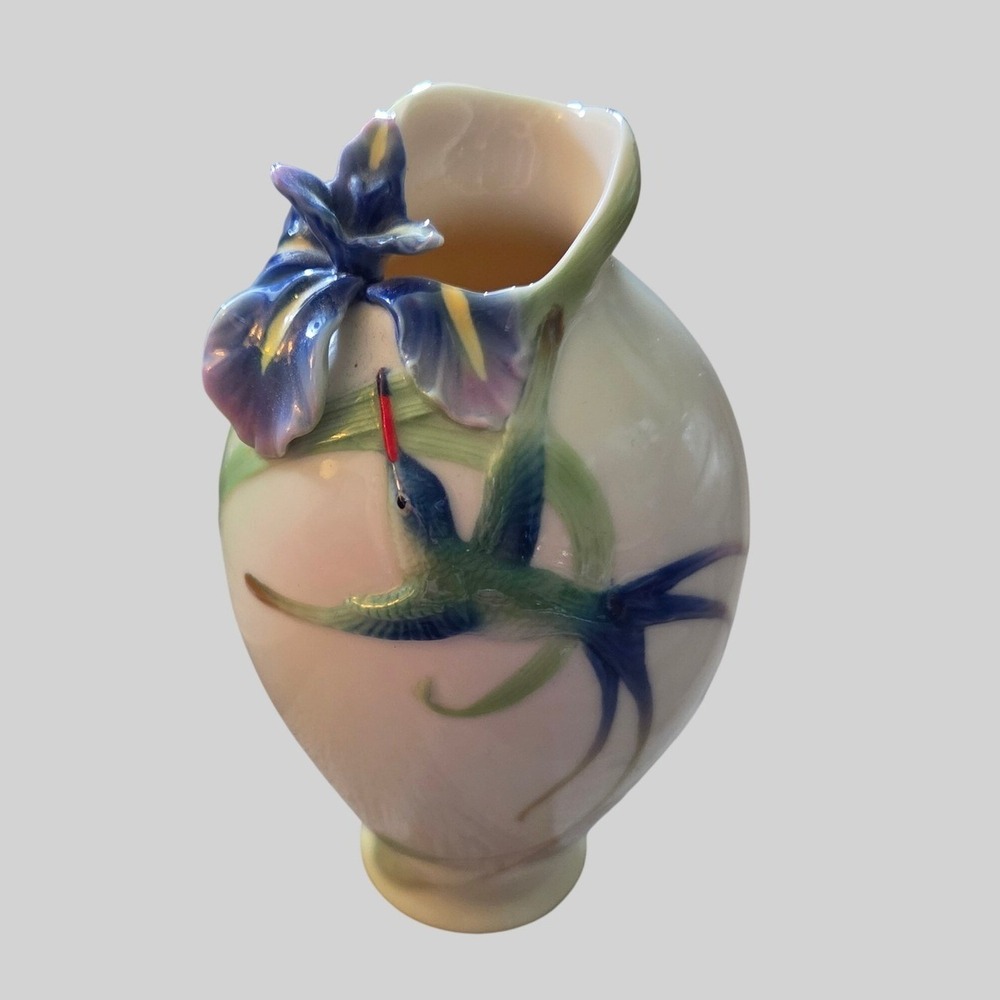 Franz Collection Hummingbird Iris Porcelain Bud Vase Journey of Happiness VTG